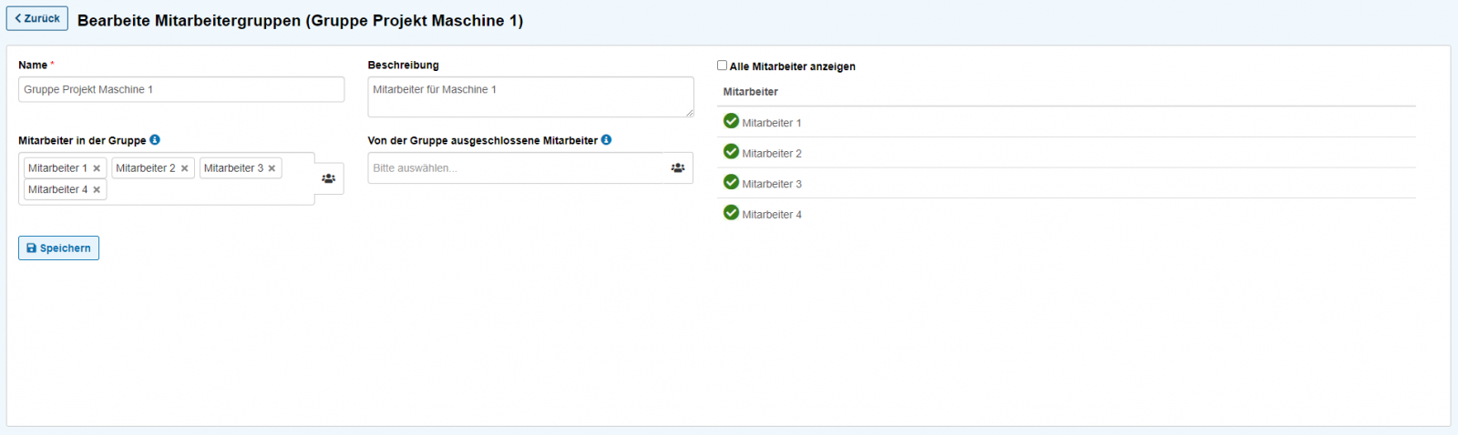 Ansicht von erstellen Mitarbeitergruppen.